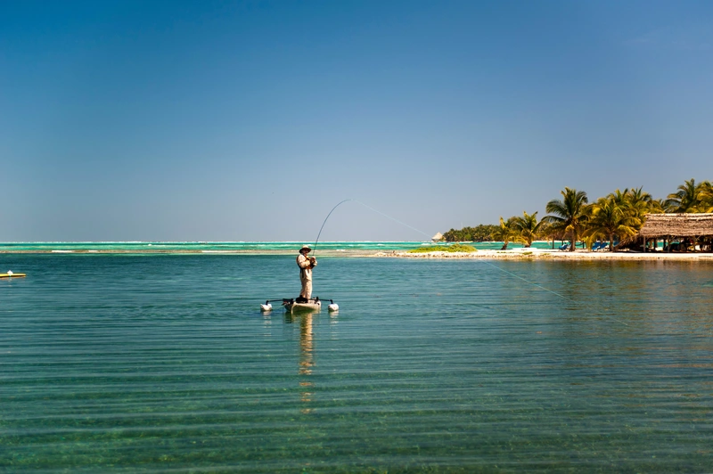 Slickrock Guest Kayak Fishing in Belize at Glover_s Reef Atoll
