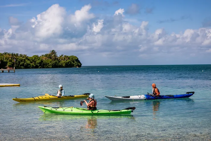 Kayaking in Belize from shore